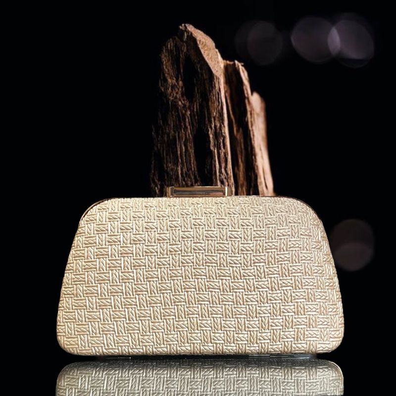 DULL GOLD TEXTURED CLUTCH